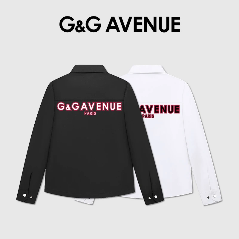 法国G&G AVENUE百搭时尚秋季内搭潮流纯色款翻领长袖Polo衬衫男款