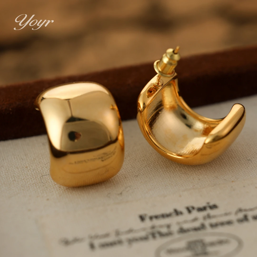 YOYR 黄铜耳饰 轻奢C形耳圈气质耳环小众精致高品质耳圈
