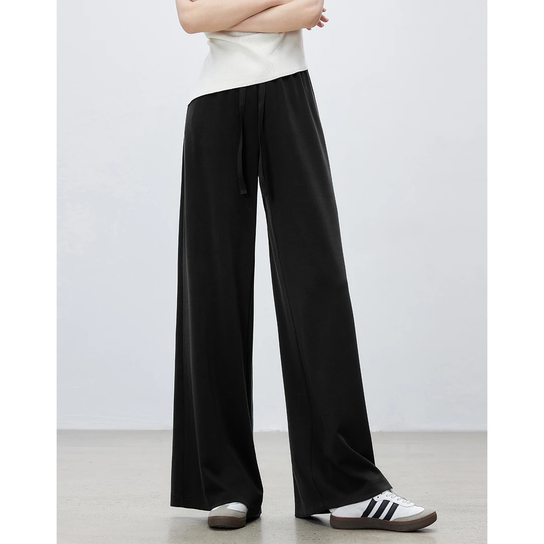 【备用链接】朗文斯汀松紧腰阔腿高腰垂感休闲裤DTYK5204B07064