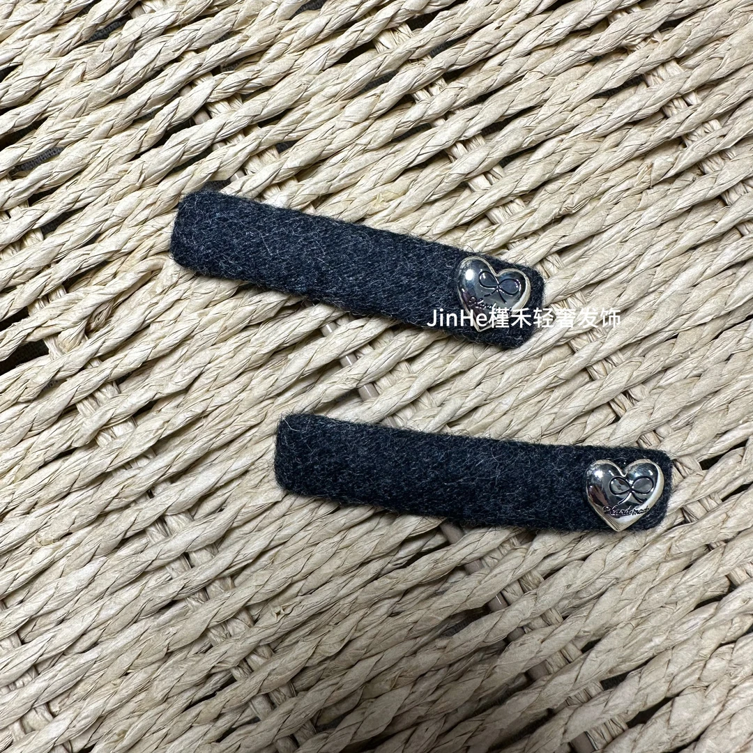 F003【一对装】韩系爱心一字夹简约高级百搭日常发夹2025秋冬款