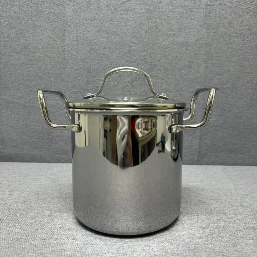 6-029 不锈钢双耳深汤锅 14*14CM 2L 带盖重约1.21KG