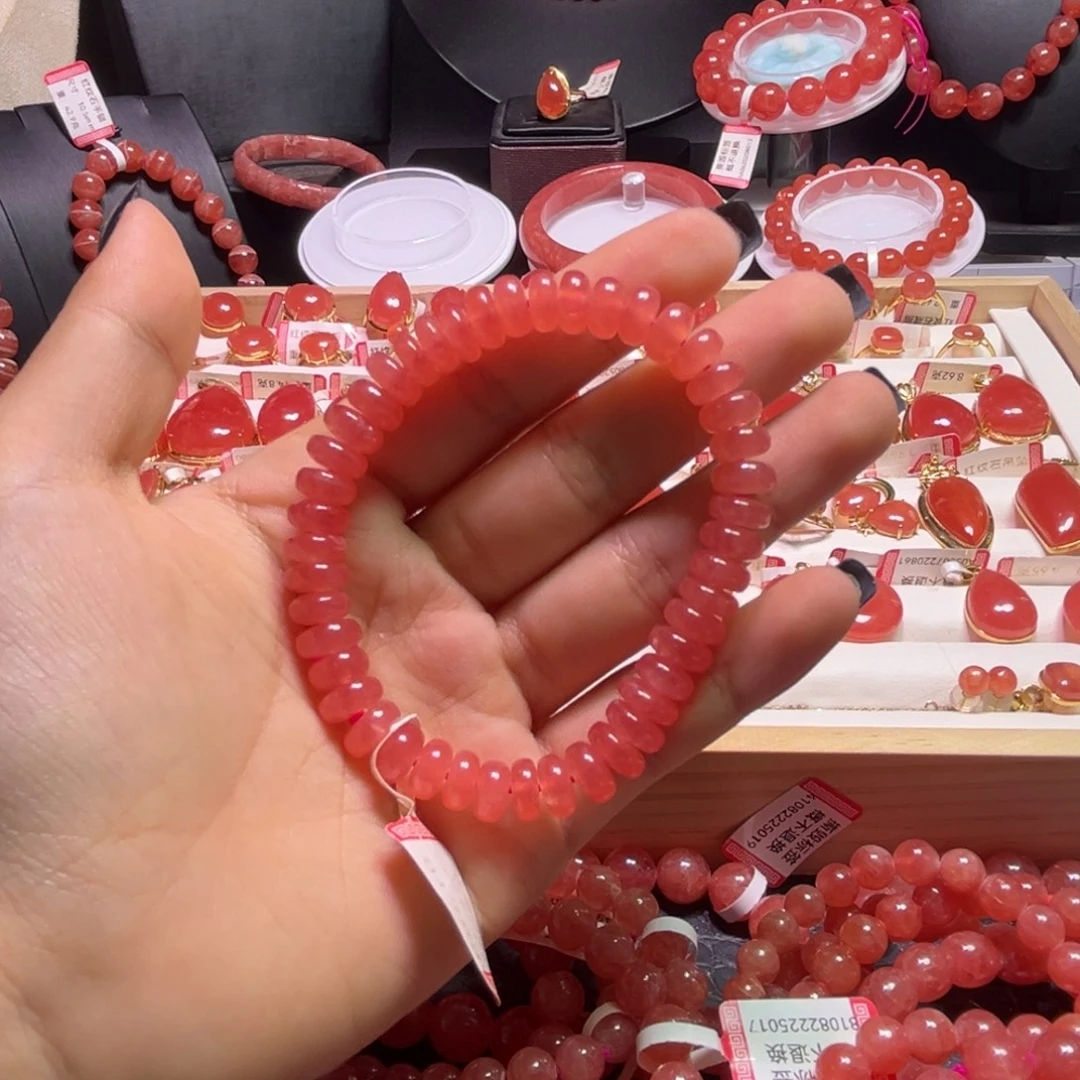 未镶嵌菱锰矿（红纹石）手串算盘珠8.5mm