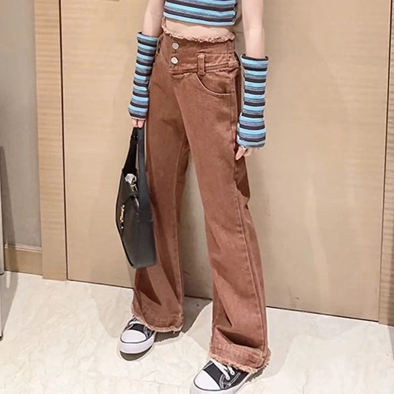 503301《瘦版》 韩版男童女童休闲舒适时尚洋气百搭高腰喇叭裤