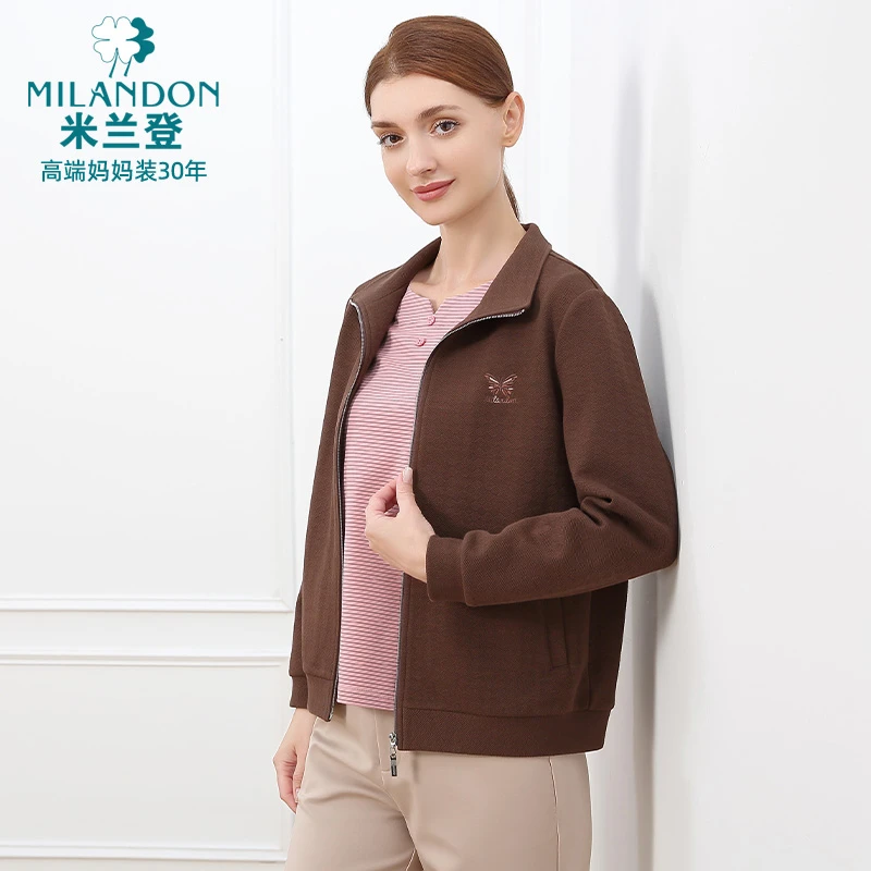 MILANDON/米兰登2025秋季休闲时尚立领长袖女茄克短外套1Q340103