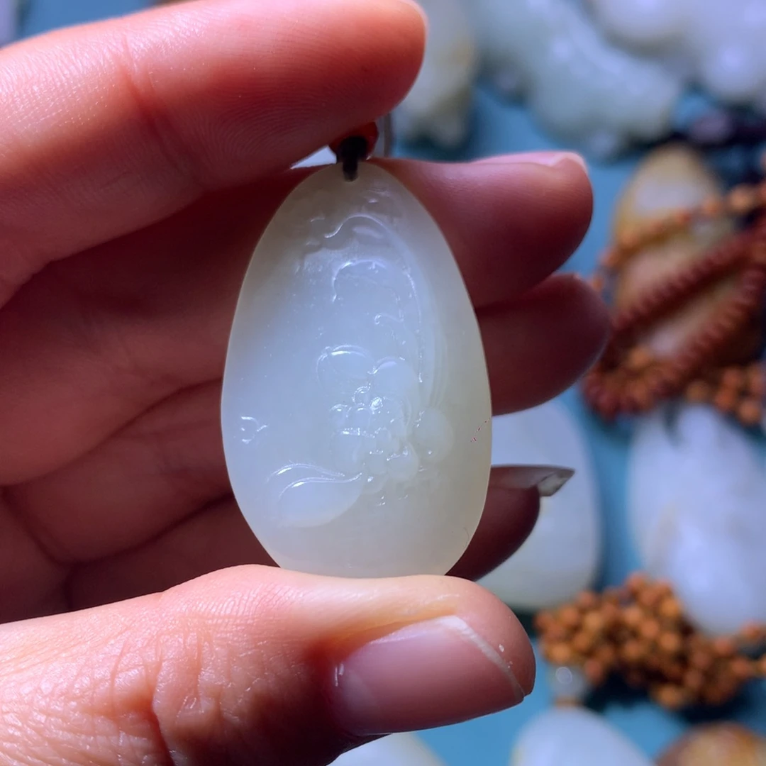 和田玉银S925镶嵌吊坠(不含链)