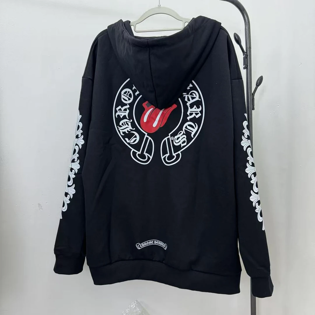 雾镜Online shop 秋冬新款红唇印花拉链连帽卫衣