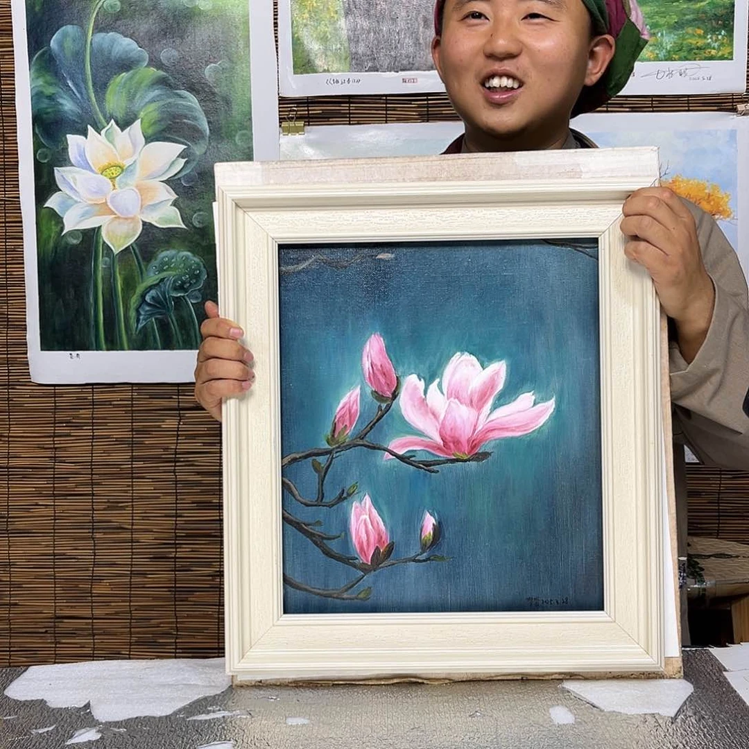 油画行路人小院绘画作品竞拍