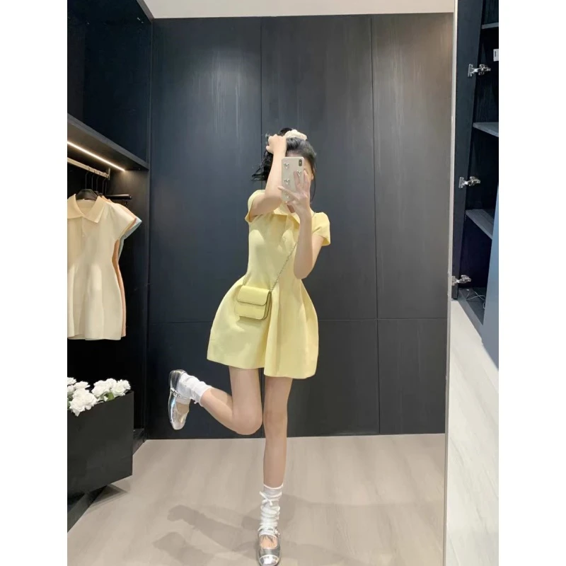 超好看黄色连衣裙女2025新款高级感气质甜美减龄小个子显瘦蓬蓬裙
