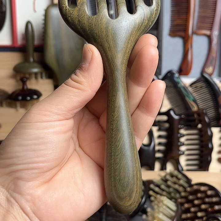 红酸枝木类绿檀木耙子按摩梳