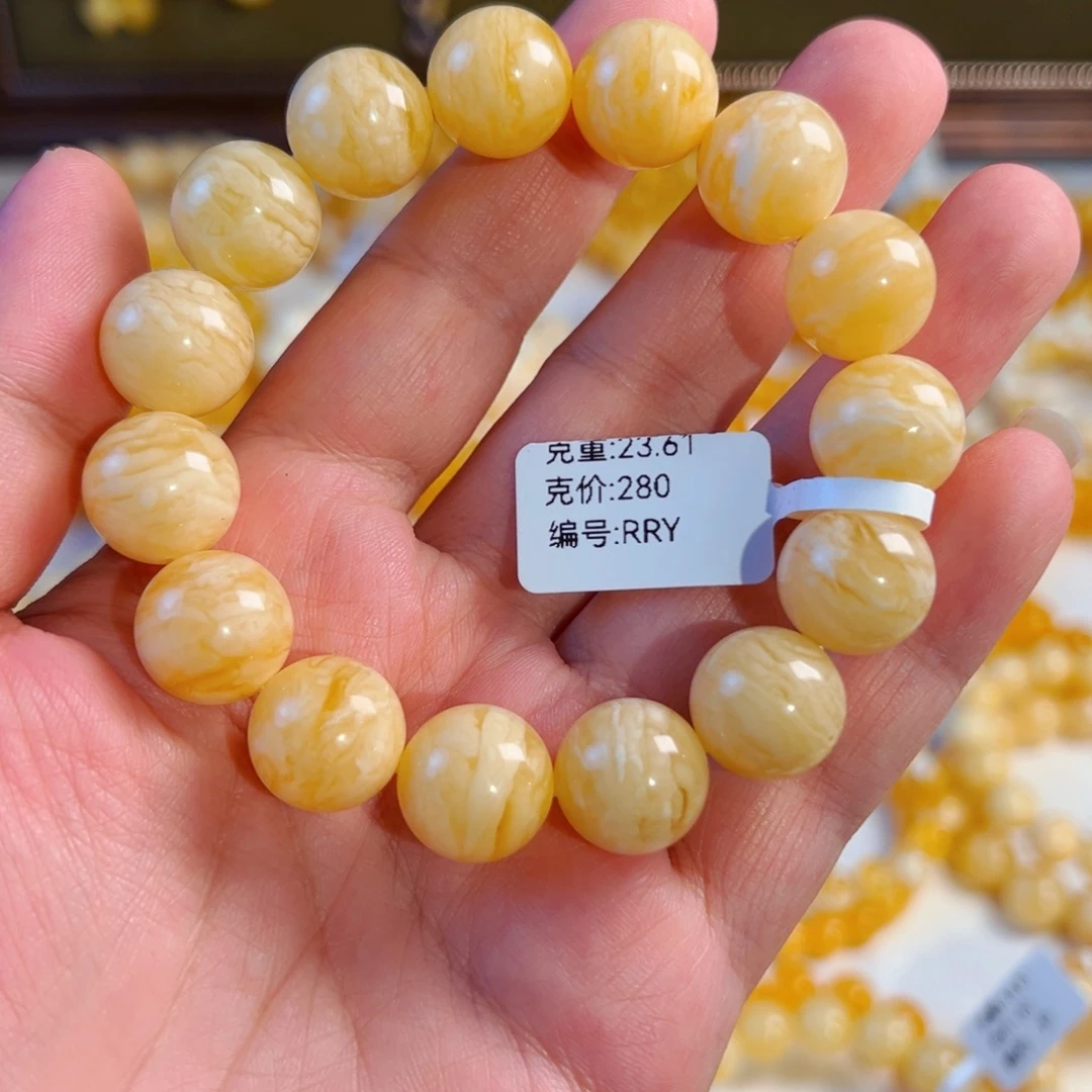 手链琥珀未镶嵌14mm同料虎皮纹23.61RRY