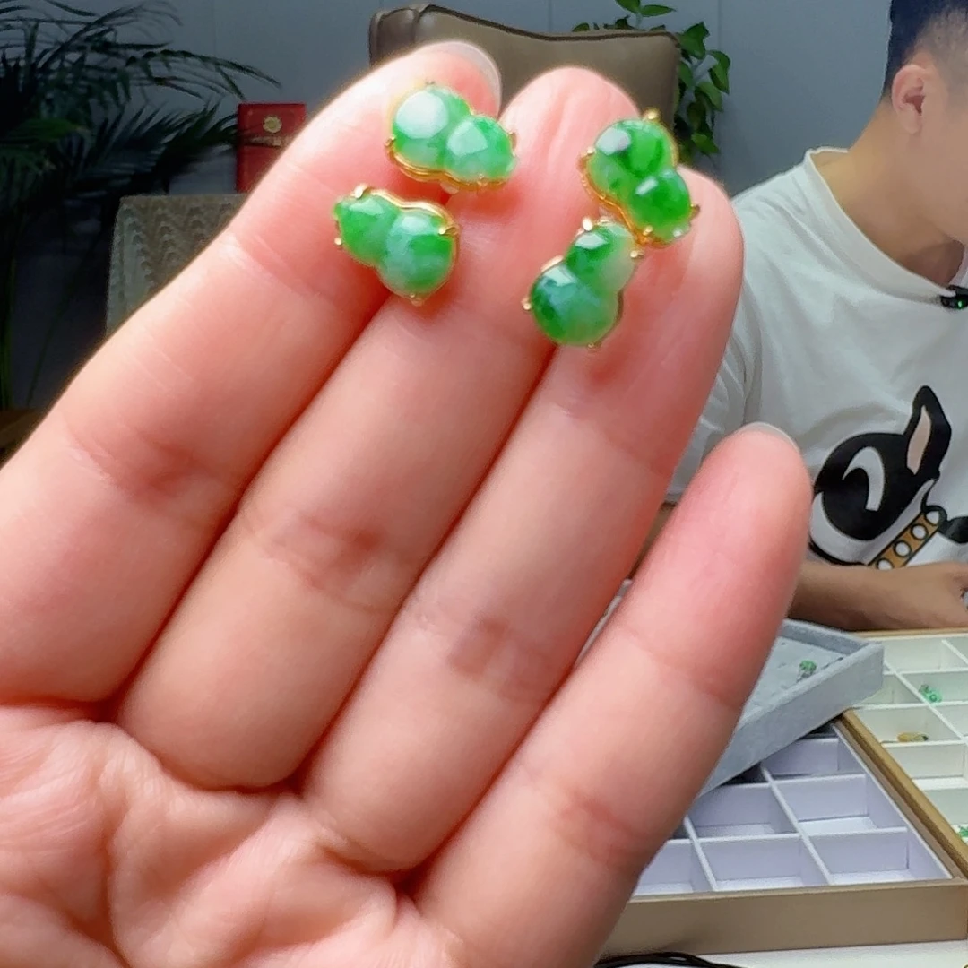 银S925镶嵌翡翠耳饰多样性发货其一微瑕