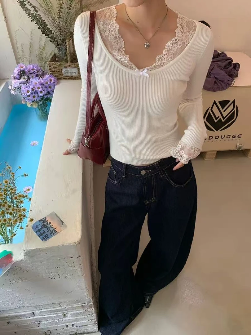 A24-2-3/B15-1-2-3/A24-2-3两色“蕾丝边蝴蝶结”加绒长袖上衣