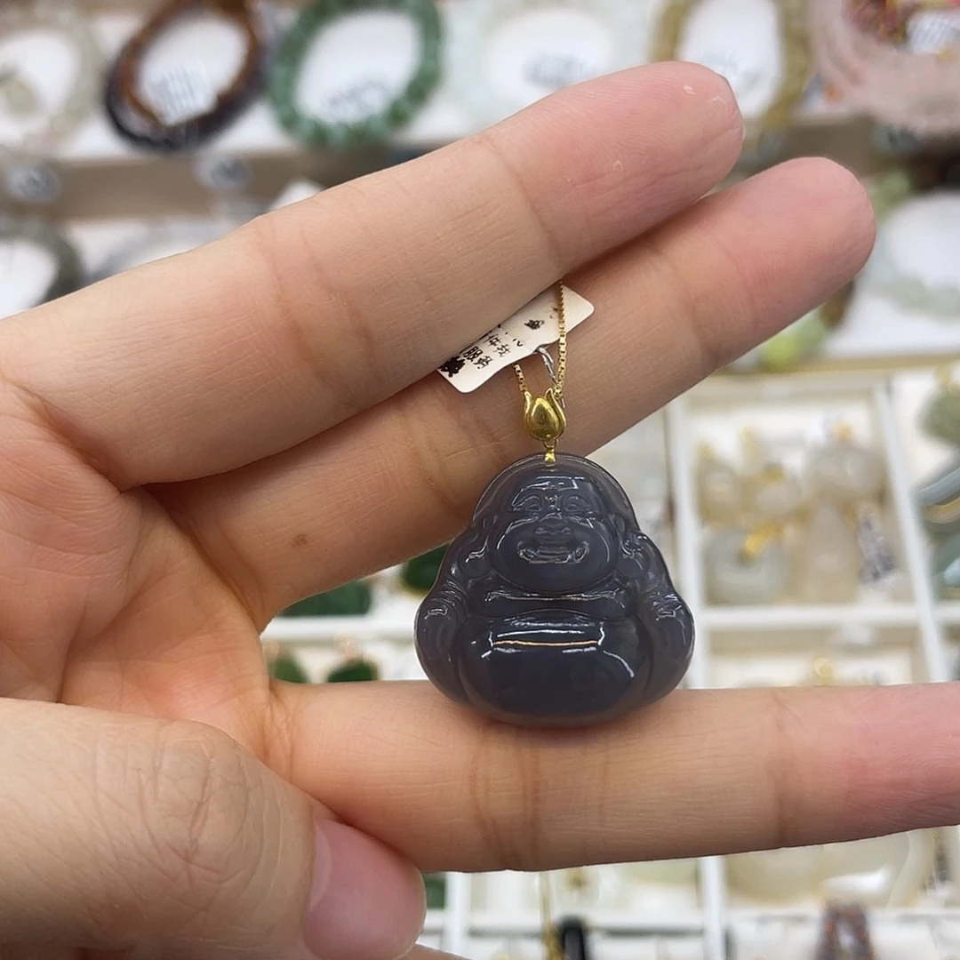 和田玉18K金镶嵌吊坠(赠链)