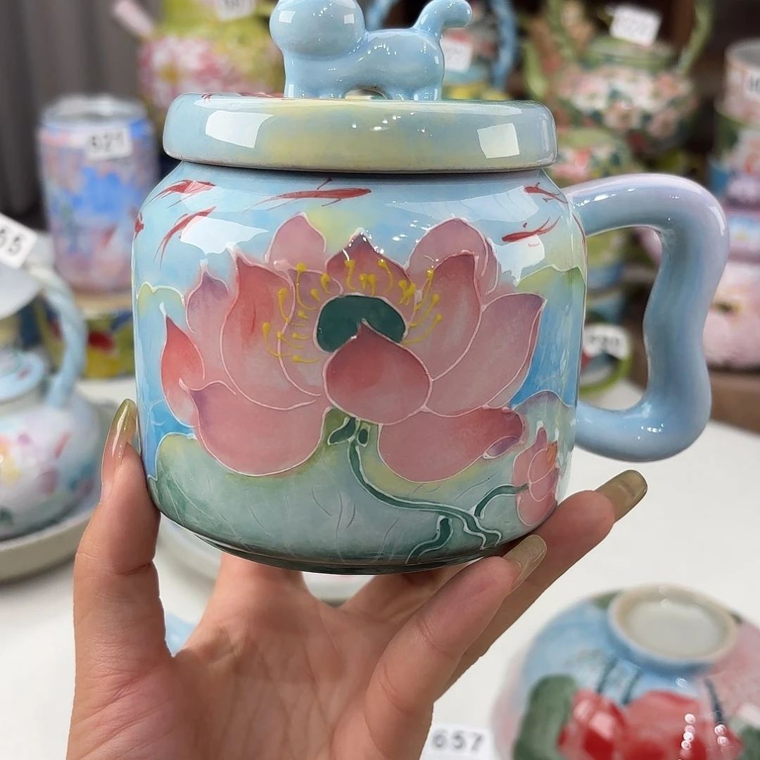 景德镇手绘高温釉下彩陶瓷茶具