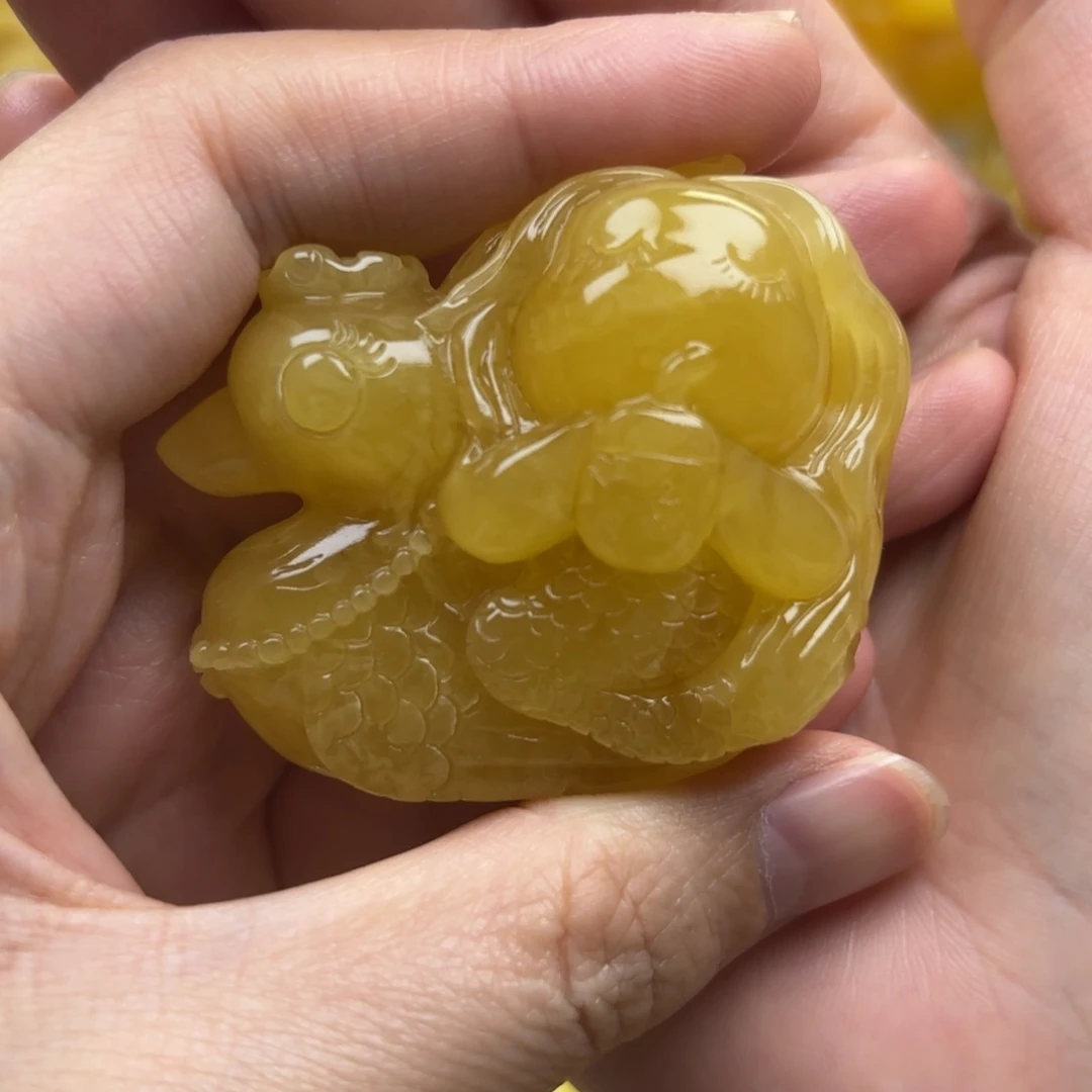 裸石蜜蜡未镶嵌蜜蜡吊坠打孔不退不换