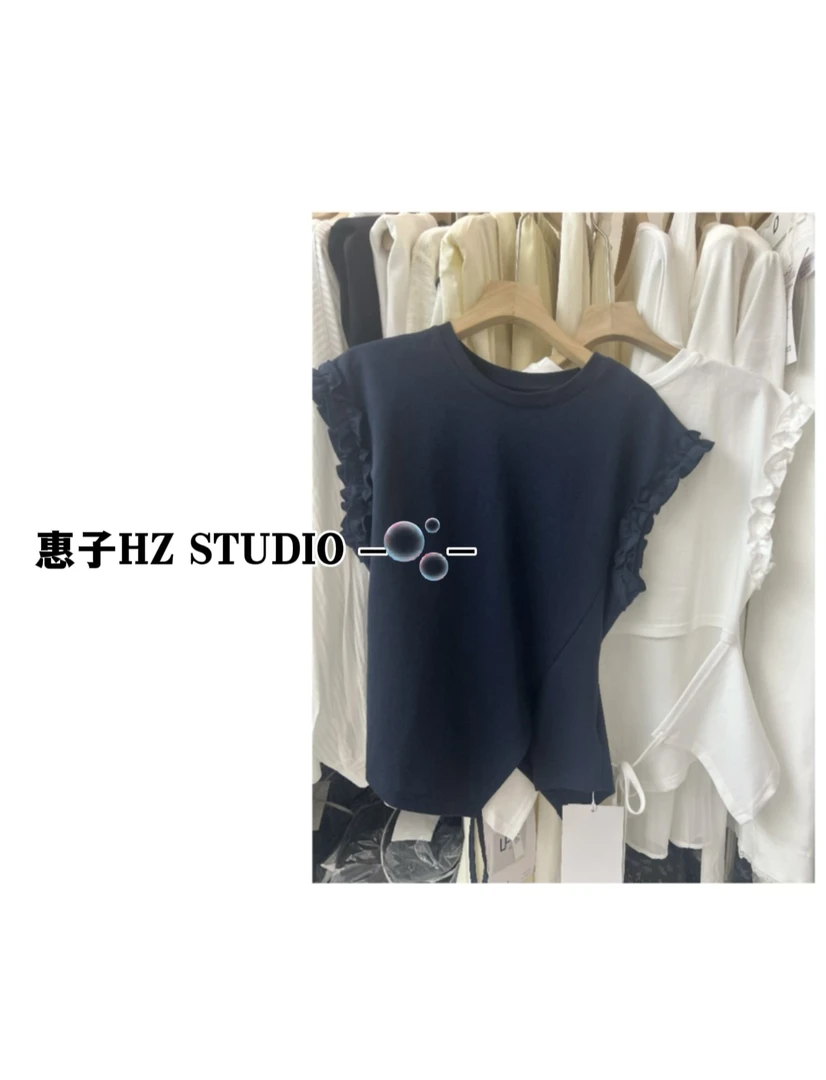 惠子家夏季新款时尚百搭露腰系带半袖609