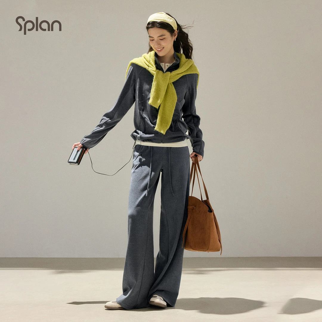 【秋冬新品】SPLAN 条纹连帽亨利领长袖阔腿裤运动套装25335 25680