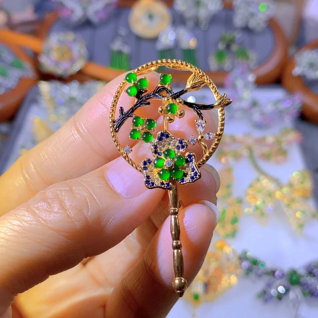 颈饰银S925镶嵌翡翠