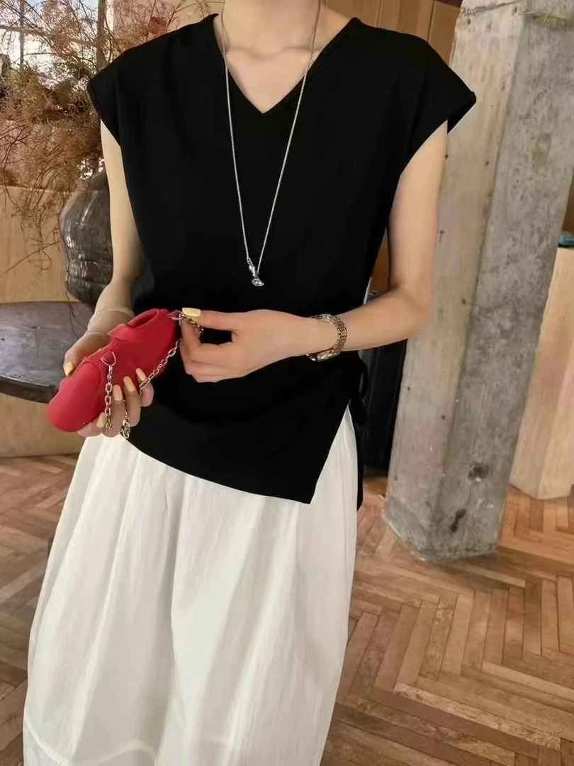 韩代KM设计感不规则短袖8652