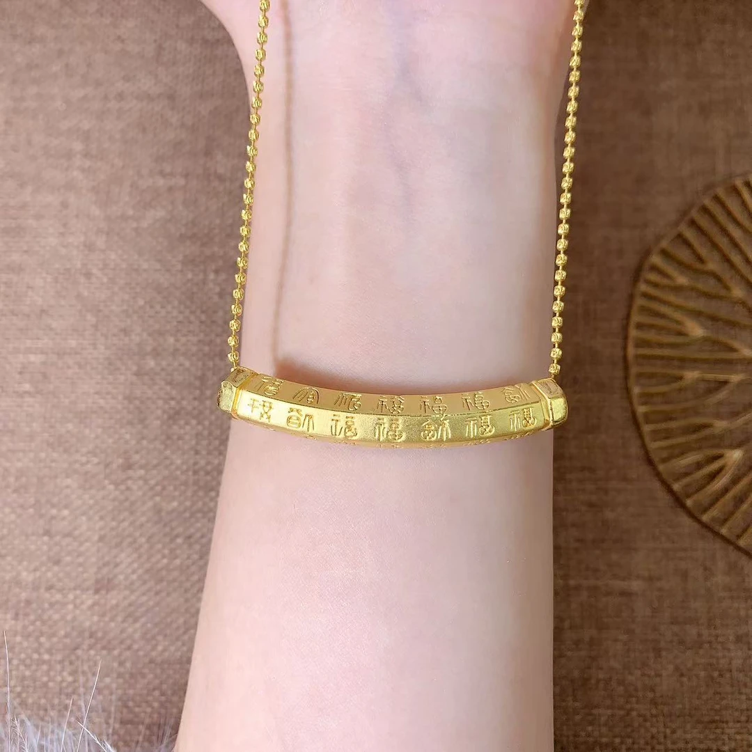 【伟新源】足金999 硬金工艺  八边满福弯管3.65克（不含链）