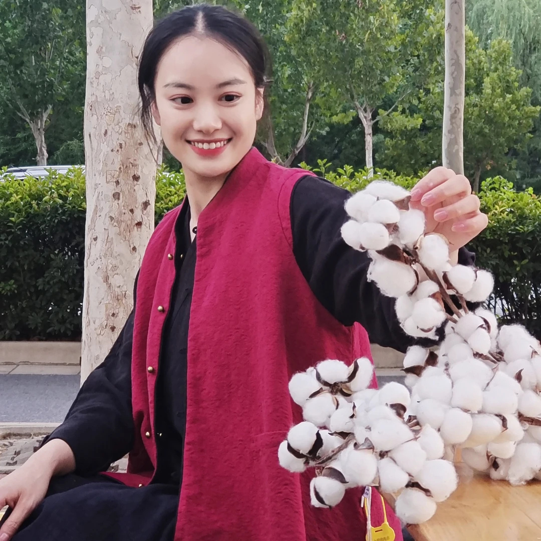 七初棉麻布衣   经典手工铜扣对襟双面双穿秋冬款A字版双层马甲