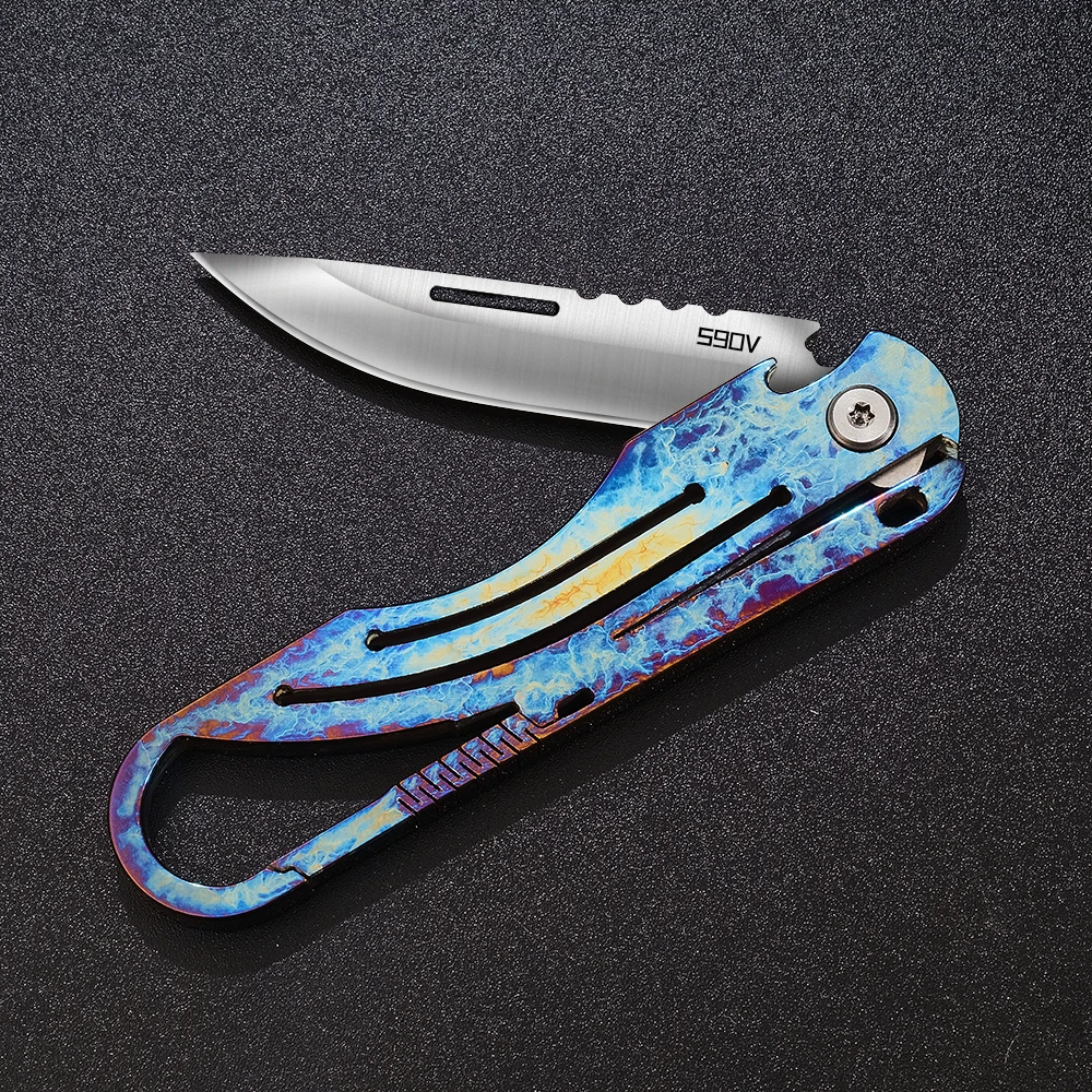 粉末钢M390/S90V迷你折叠刀随身便携多功能锋利高硬度钥匙扣小刀