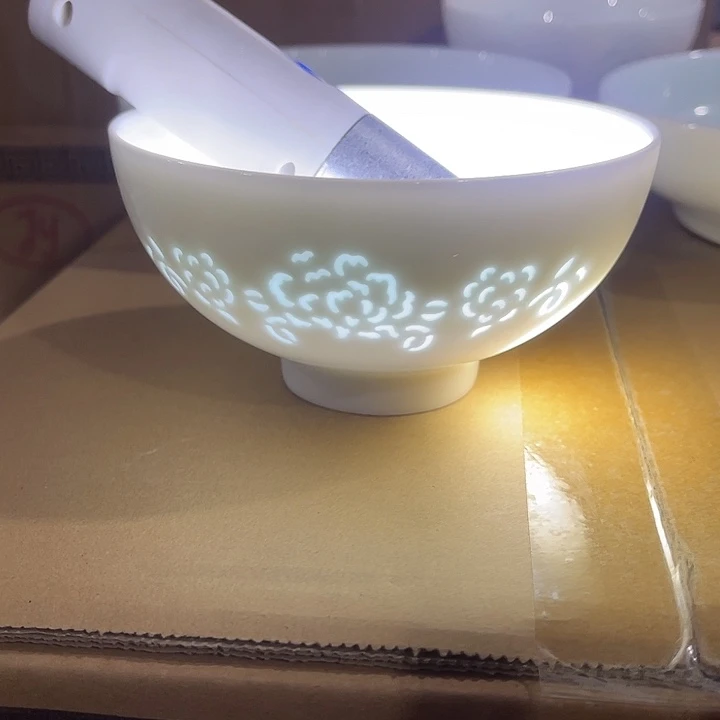 瓷片牡丹玲珑五英寸米饭碗六个，包邮