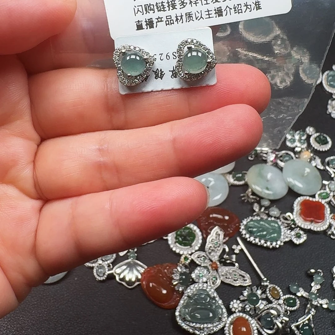 翡翠未镶嵌耳饰天然A货翡翠7979