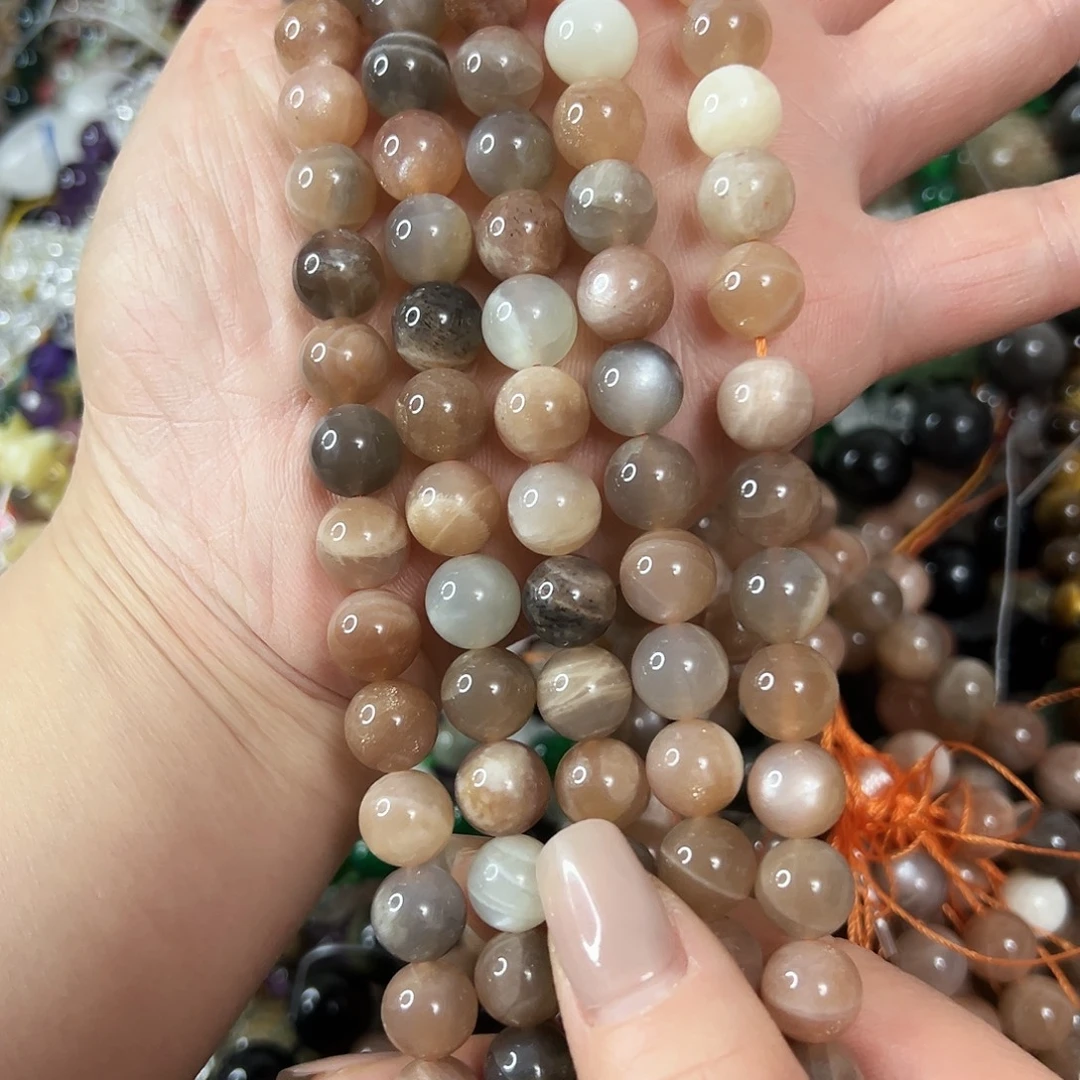 玛瑙/玉髓未镶嵌珠宝半成品，卡10多宝月光一条