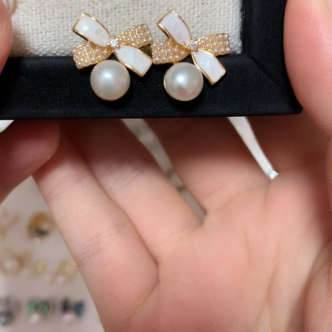 淡水珍珠耳饰合金