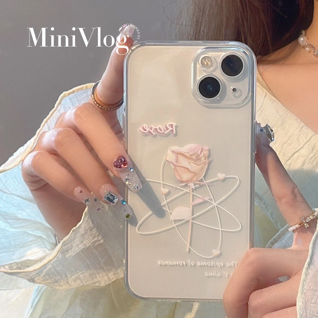 玫瑰星光透明iPhone16promax苹果手机壳14/13/12高级xr/s软手机套