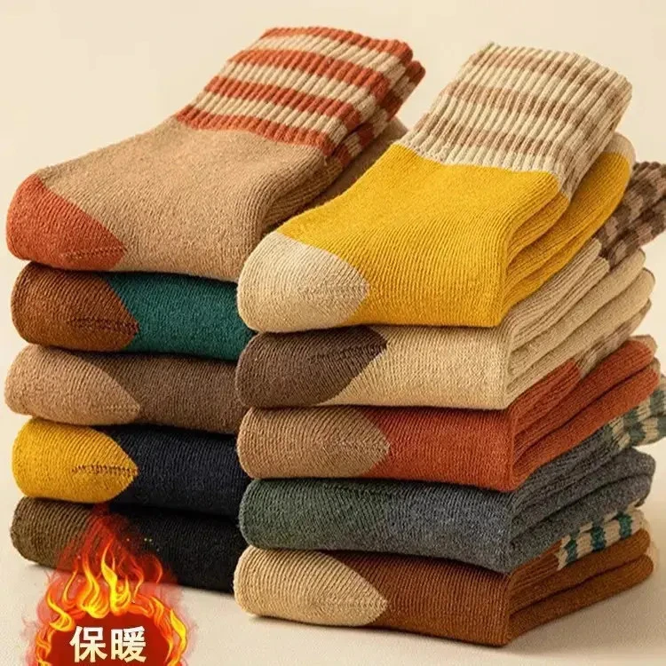 【10双装】毛圈袜秋冬中长筒加绒加厚毛巾袜子保暖睡眠袜不冻脚地板商品图