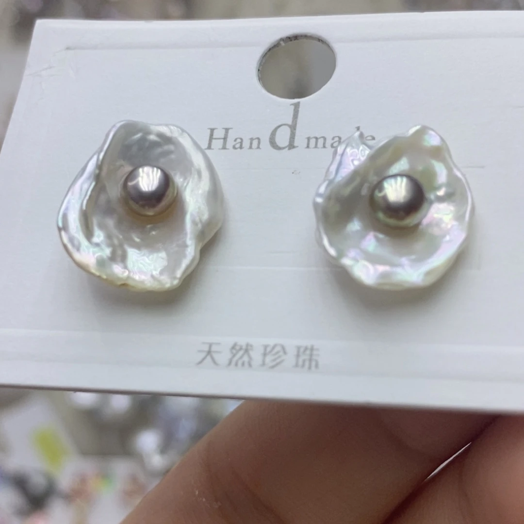 银S925镶嵌淡水珍珠耳饰