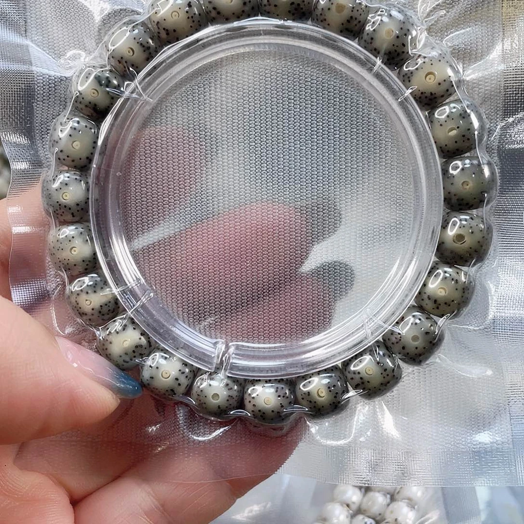 星月菩提手串石玉料糯冰奶奶灰大眼睛尺寸9.8