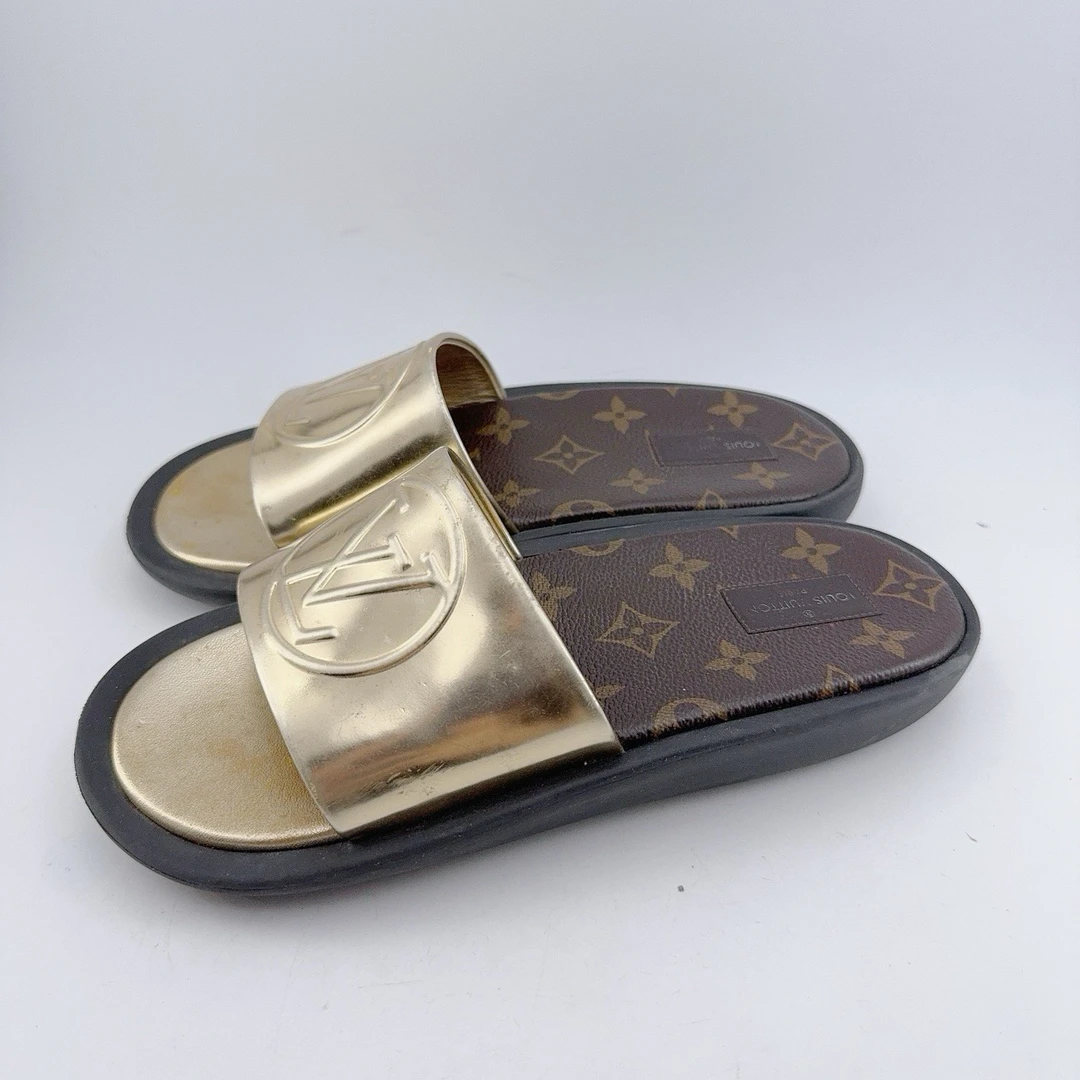 95新 LouisVuitton/路易威登 39码/棕老花满印拖鞋