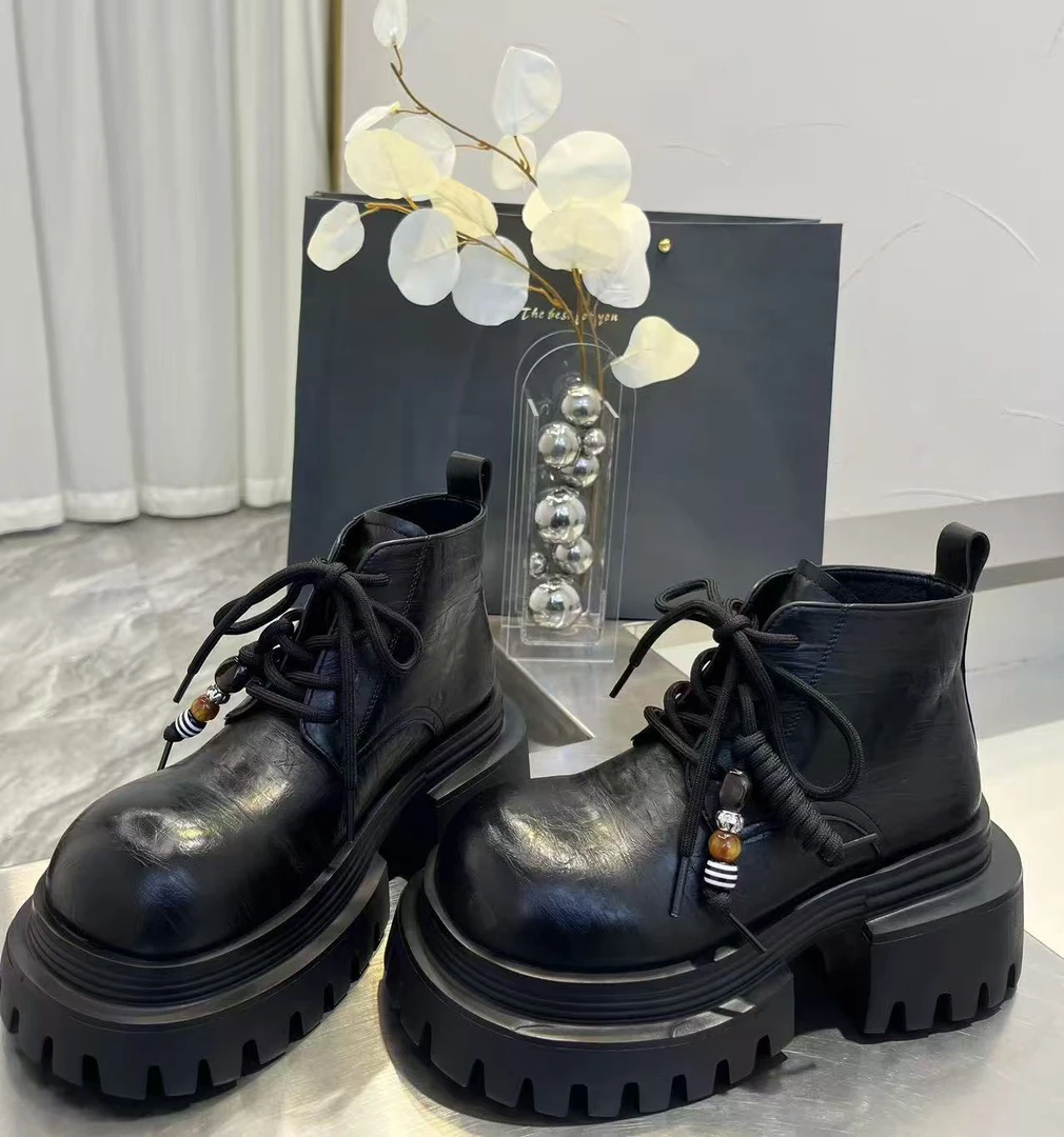 唐小肉短筒欧美风马丁靴女工装靴靴子休闲职场休闲风百搭126