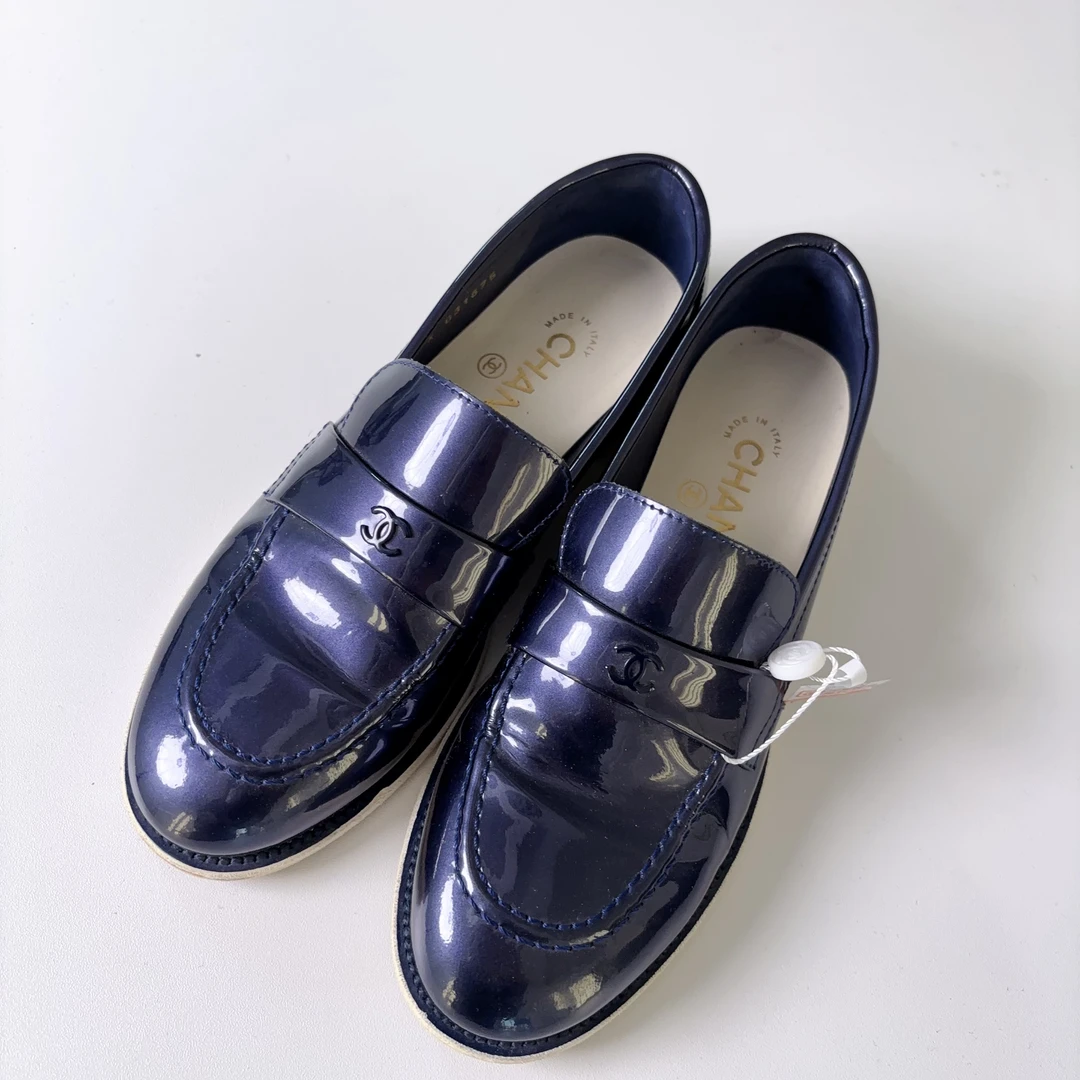 95新 Chanel/香奈儿 乐福鞋36.5码蓝紫色/250921CYEVQ02