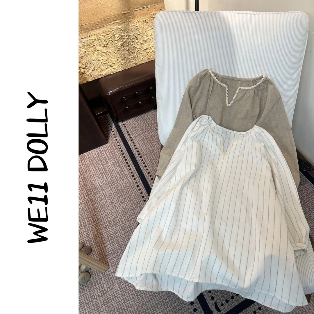 Dolly（C小调）2025夏新款文艺风简约条纹中长款宽松衬衫