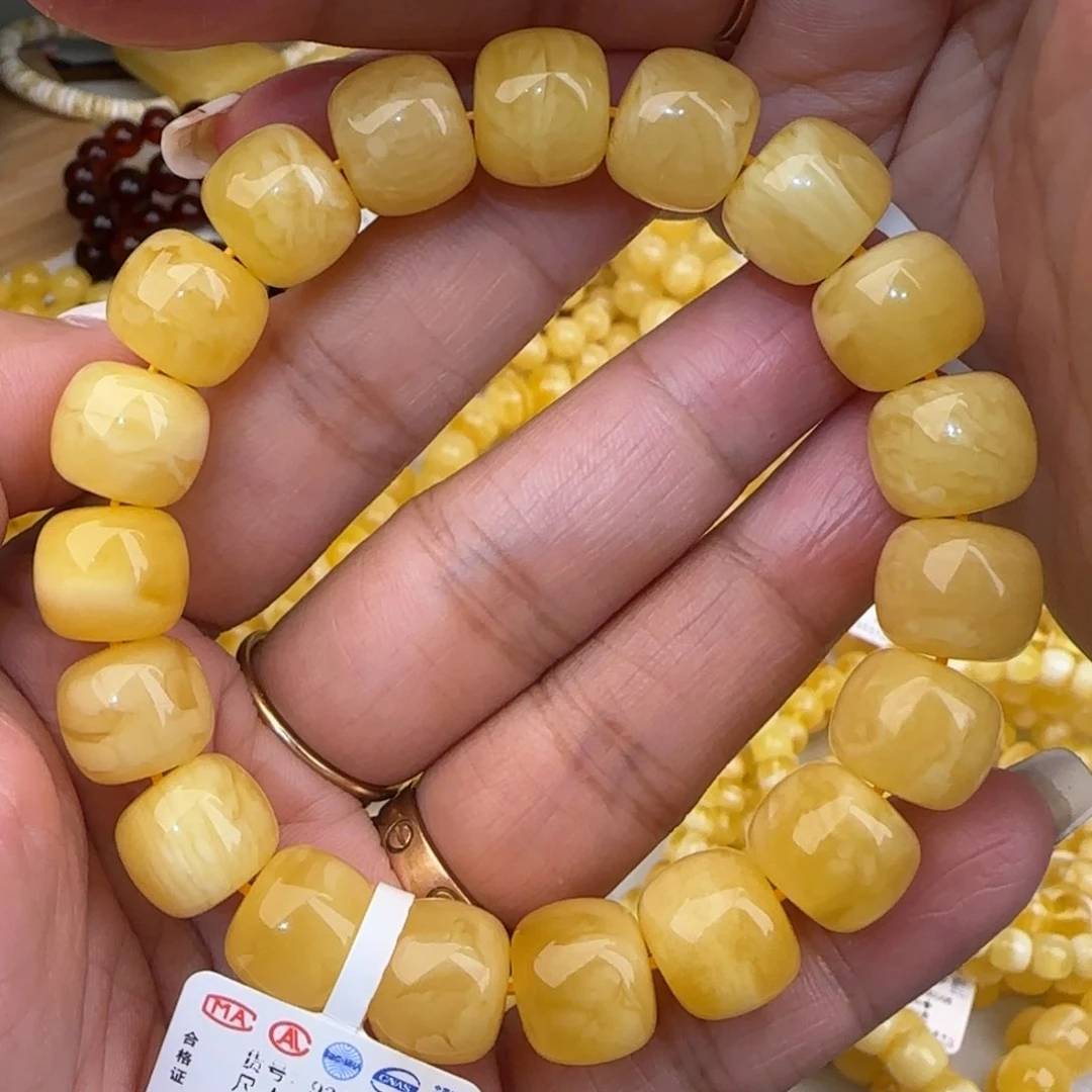 未镶嵌蜜蜡手链鸡油黄老型手串