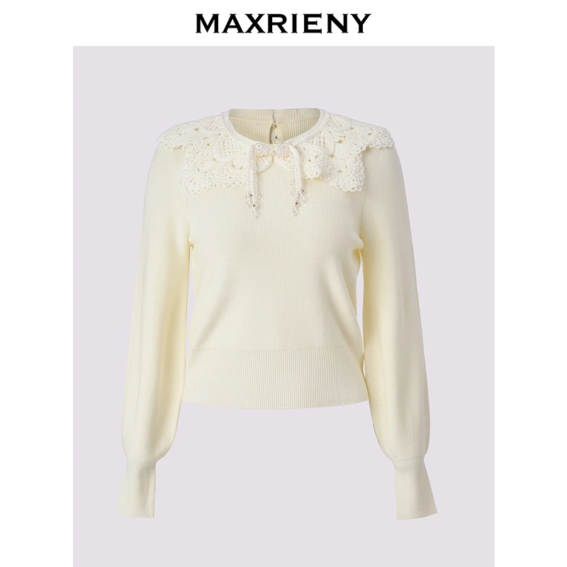 MAXRIENY玛克茜妮冬季云肩款白色针织上衣针织衫MF85SW758A20