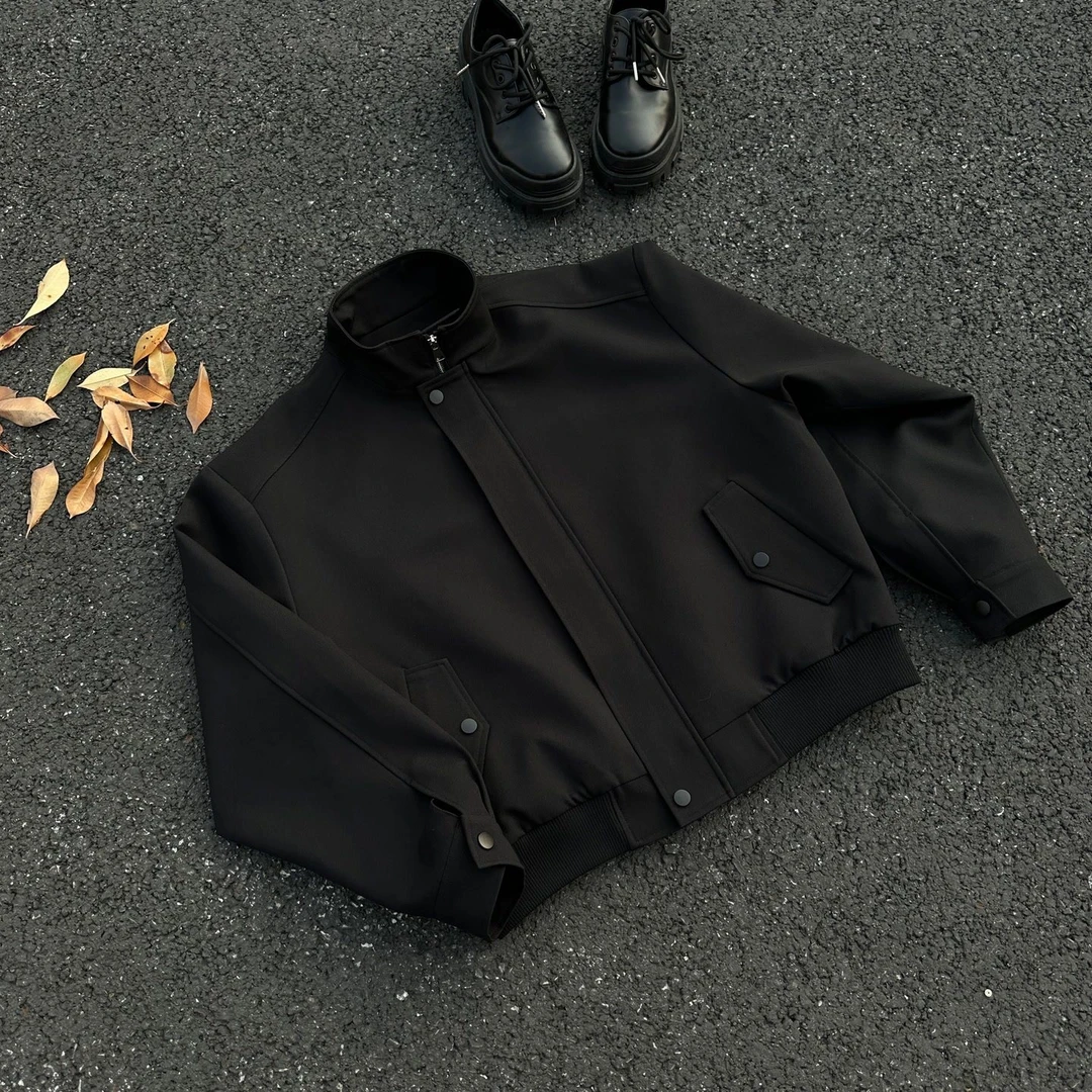 男生开春斜纹西装外套oversize美式复古vintage哈灵顿夹克棒球服