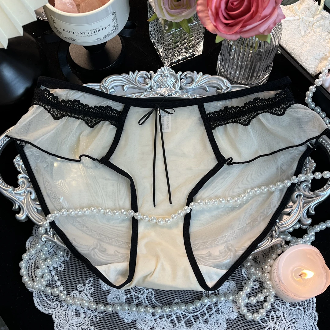 秋冬新款法式软蕾丝中腰中高腰女士三角内裤大包臀全包臀性感纯欲