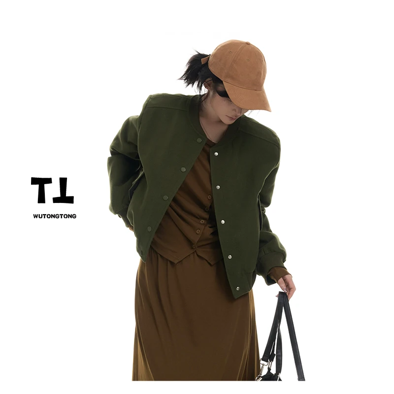 现货【折叠空间】秋季新款开夹克女韩版宽松长袖棒球服62565