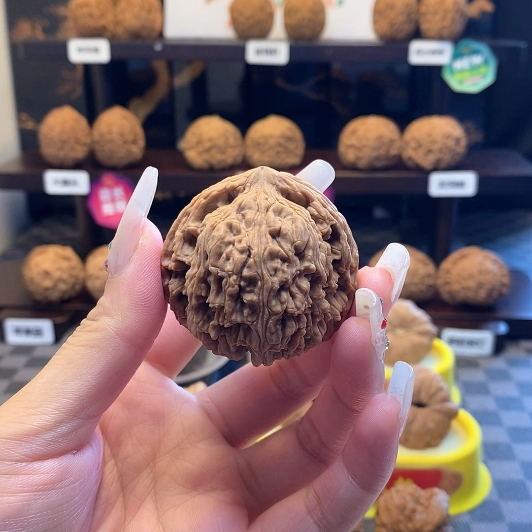 核桃把件南疆石单只卡边45肚42高41全品白茬