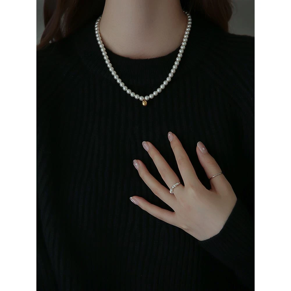 CIOEM KOUIM 吊坠925银 施家白色珍珠女项链轻奢小众气质百搭颈链