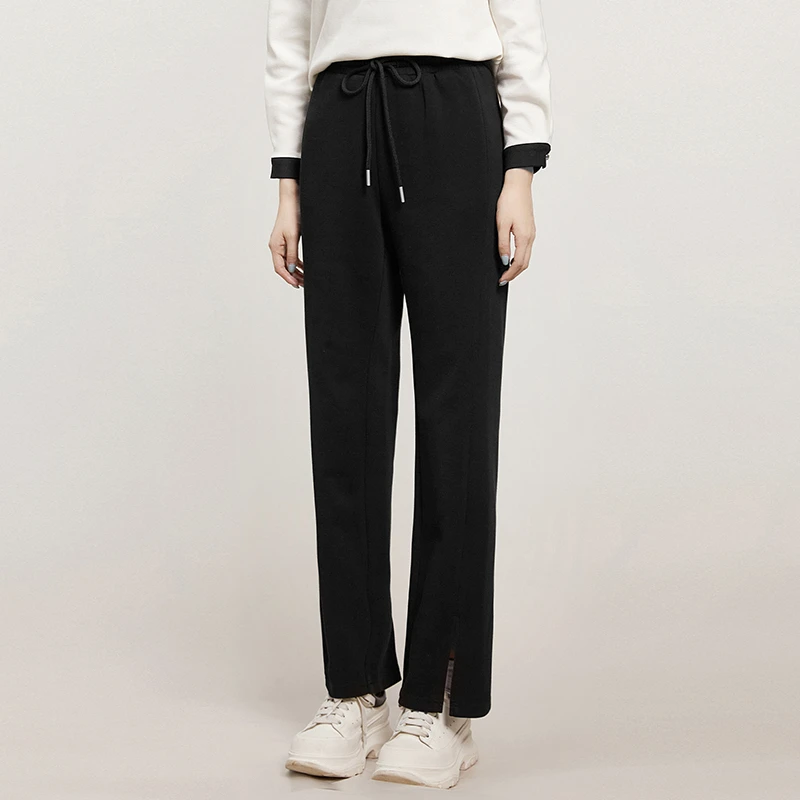 K043松紧腰长裤简约通勤裤子休闲裤女2025秋53LR0P0043