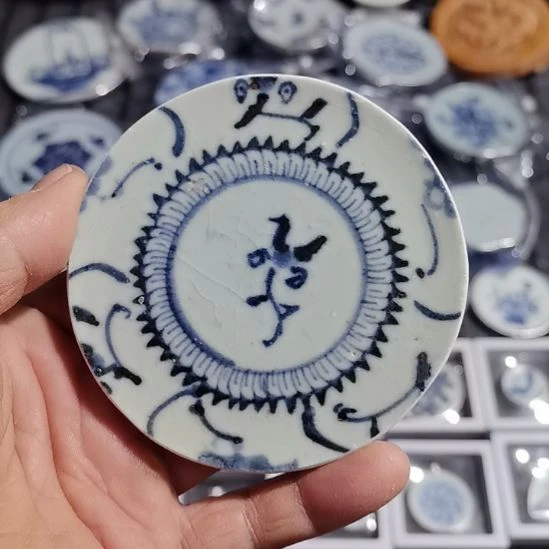 瓷片青花影青杯垫学习标本