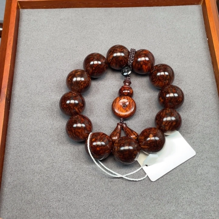 李***妥黄花梨/降香黄檀手串/手链海南黄花梨爆满龙鳞瘤疤20