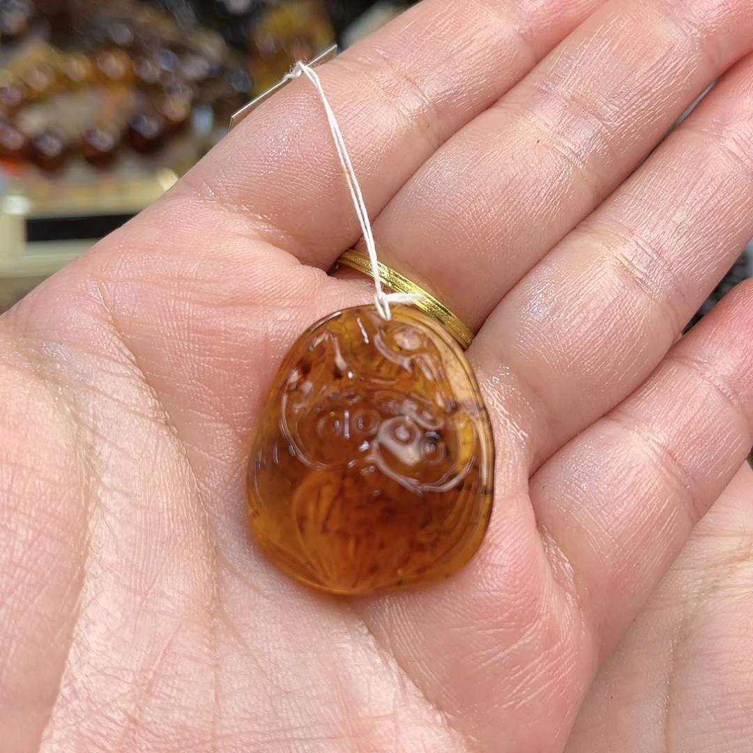 琥珀手链未镶嵌缅甸琥珀雕刻艺术品