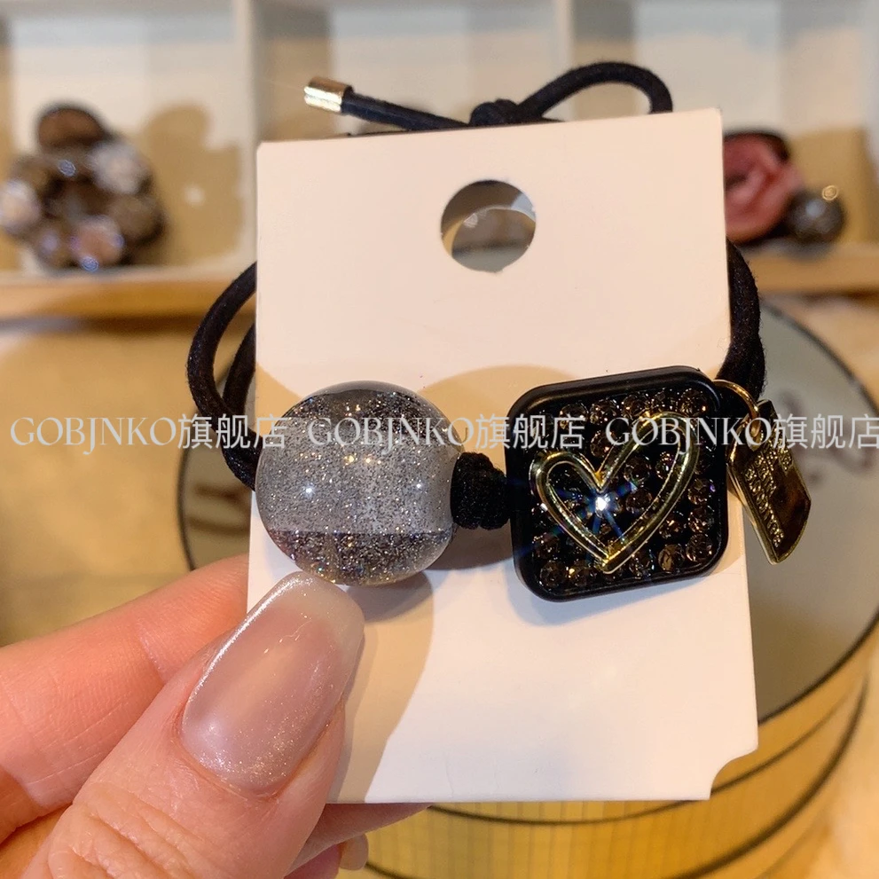 GOBJNKO韩版复古发圈气质轻奢头绳高弹力时尚百搭黑色简约重工